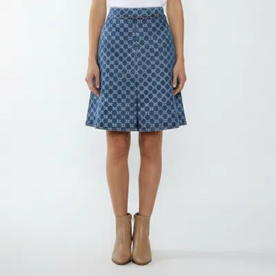 Pre-owned Gucci Blue Gg Monogram Jacquard Denim Mini Skirt M/waist 30"