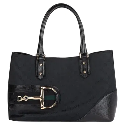 Pre-owned Gucci Blue Gg Monogram Web Vintage Horsebit Hasler Tote