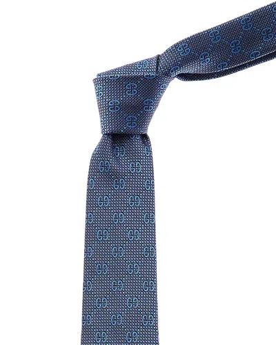 Gucci Blue Gg Silk Tie In Purple