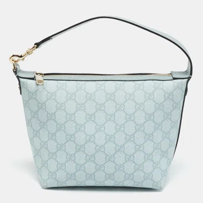 Pre-owned Gucci Blue Gg Supreme Canvas And Leather Ophidia Shoulder Bag