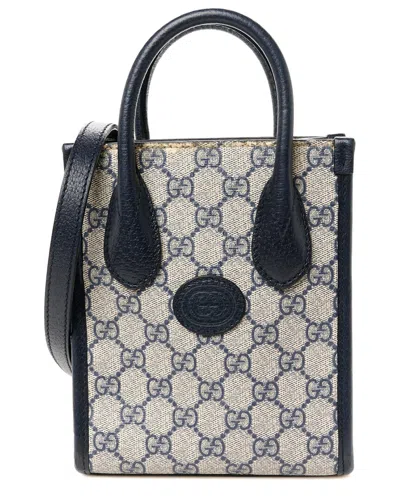 Gucci Blue Gg Supreme Coated Canvas Retro Interlocking G Tote (authentic Pre-loved)