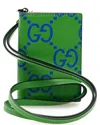 Gucci Blue Gg Tennis Bi-color Embossed Card Case (authentic Pre-loved) In Green