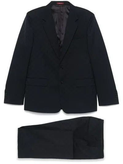 GUCCI BLUE GG WOOL JACQUARD SUIT