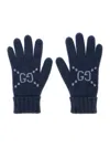 Gucci Blue Gloves With Gg Logo Detail On The Front In Cashmere Woman In Multicolor