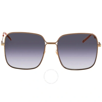 Gucci Blue Gradient Square Ladies Sunglasses Gg0443s 001 60 In Blue / Gold