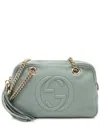Gucci Blue, Green Leather Soho Chain Small Shoulder Bag (authentic Pre-loved) In Green