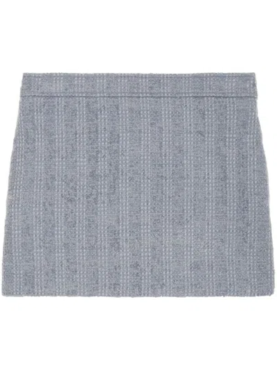 Gucci Mid-rise Tweed Miniskirt In Clear Blue