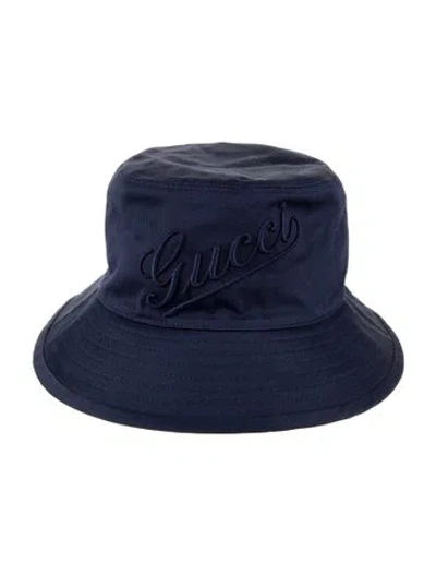 Pre-owned Gucci Blue  Bucket Hat; Designer Size L W/tags