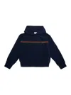 Gucci Blue Hoodie With Web Detail With Horsebit On The Front In Cotton Girl In Black