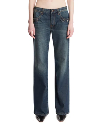 Gucci Blue Horsebit Denim Pants