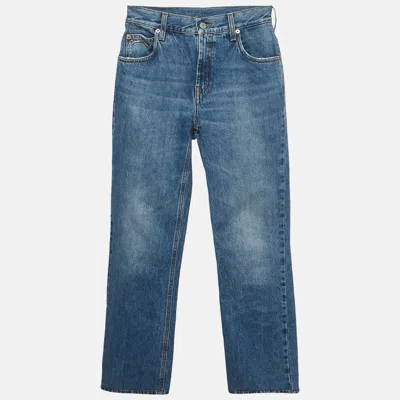 Pre-owned Gucci Blue Horsebit Embellished Denim Flared Jeans S/waist 26"