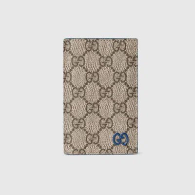 Gucci Blue Interior Gg Long Card Case In Beige