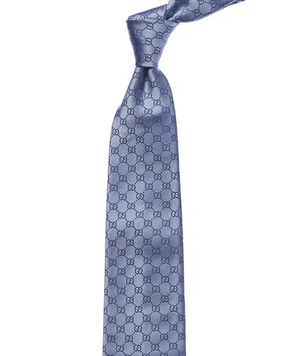 Gucci Blue Interlocking G Logo Silk Tie