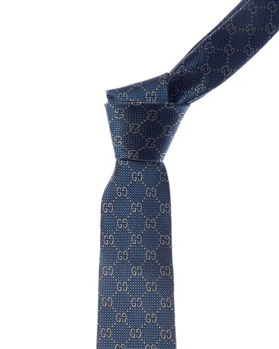 Gucci Blue Interlocking G Silk Tie