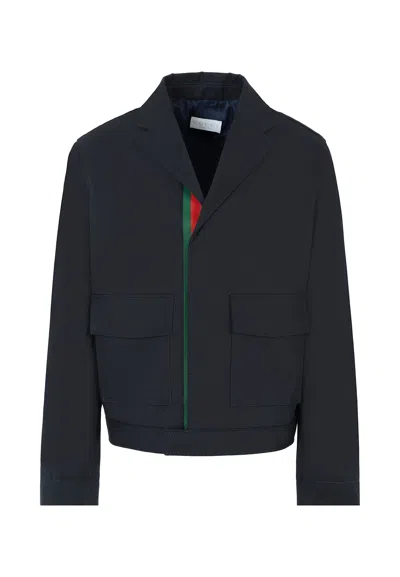 GUCCI BLUE JACKET FOR BOY WITH WEB DETAIL