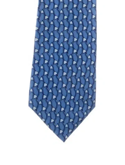 Pre-owned Gucci Blue Jacquard Tie