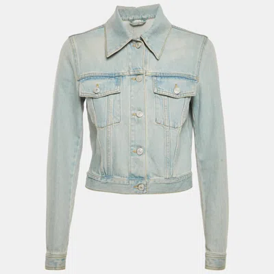 Pre-owned Gucci Blue Jaguar Embroidered Denim Jacket S