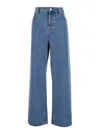 Gucci Blue Jeans With Belt Loops And Logo Patch On The Rear In Denim Woman In Multicolor