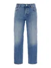 Gucci Blue Jeans With Logo Patch On The Rear And Faded Effect In Denim Woman In Blue