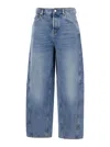 Gucci Blue Jeans With Logo Patch On The Rear And Wide Leg In Denim Woman In Blue