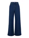 Gucci Blue Jeans With Belt Loops And Logo Patch On The Rear In Denim Woman In Multicolor