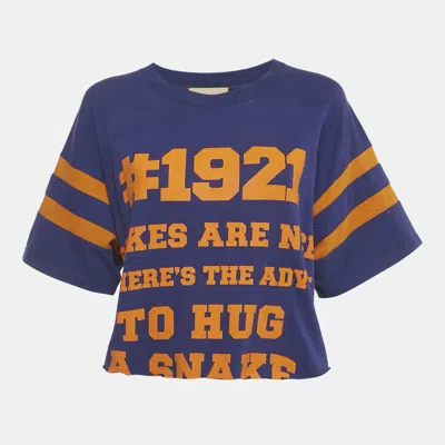 Pre-owned Gucci Blue Jersey Jersey 1921 L'aveugle Par Amour T-shirt Xs