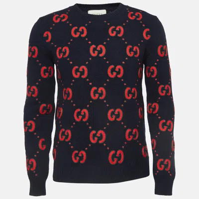 Pre-owned Gucci Blue Knit Animalium Jumper Xs