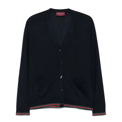 GUCCI GUCCI BLUE KNITWEAR - CARDIGANS WOMEN