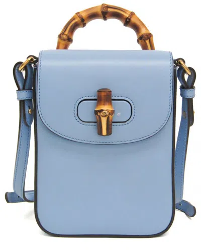 Pre-owned Gucci Blue Leather Backpack (authentic Pre-loved)