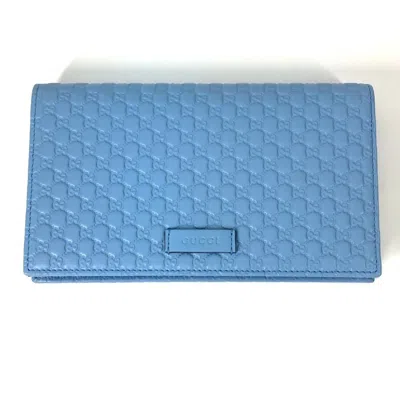 Pre-owned Gucci Blue Leather Chain/shoulder Wallet ()