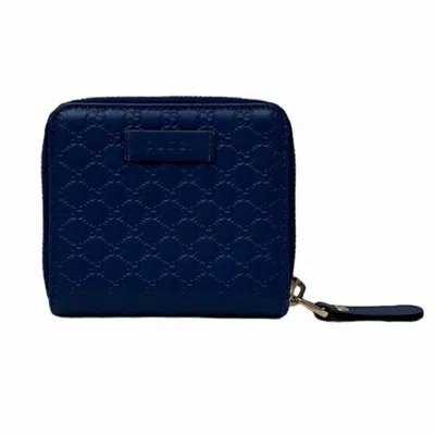 Pre-owned Gucci Blue Leather Coin Purse/coin Case ()