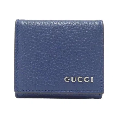 Pre-owned Gucci Blue Leather Coin Purse/coin Case ()