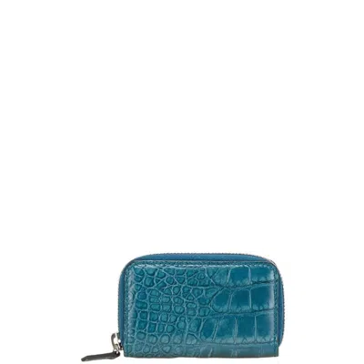Pre-owned Gucci Blue Leather Coin Purse/coin Case ()