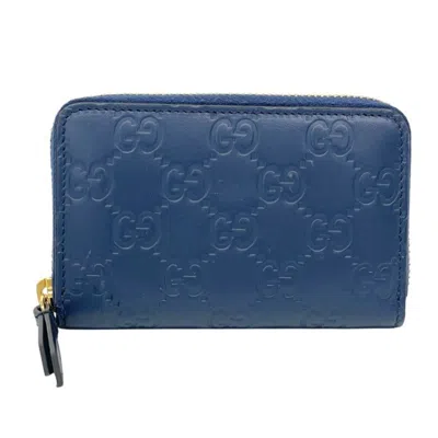 Pre-owned Gucci Blue Leather Coin Purse/coin Case ()