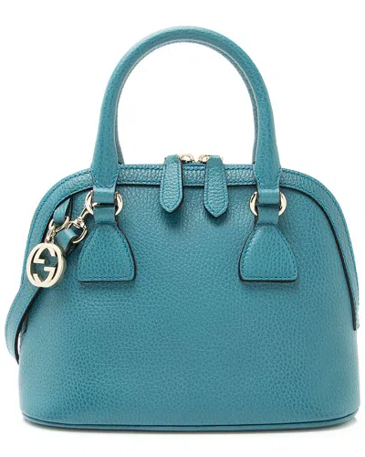 Gucci Blue Leather Gg Charm Dome Small Satchel (authentic Pre-loved)
