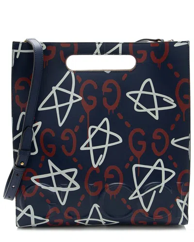 GUCCI GUCCI BLUE LEATHER GHOST MEDIUM TOTE (AUTHENTIC PRE-LOVED)