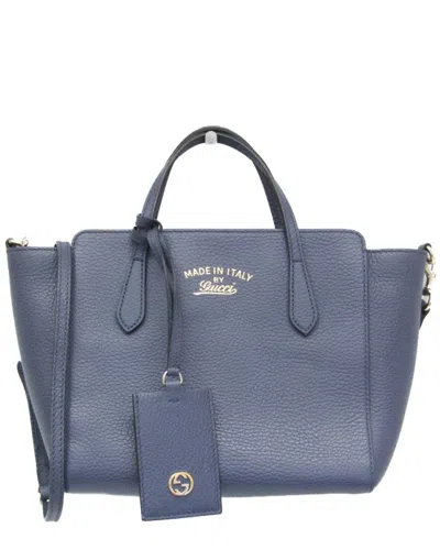 Pre-owned Gucci Blue Leather Hand Bag (authentic Pre-loved)