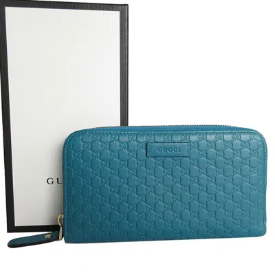 Pre-owned Gucci Blue Leather Long Wallet (bi-fold) ()