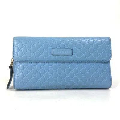 Pre-owned Gucci Blue Leather Long Wallet (bi-fold) ()