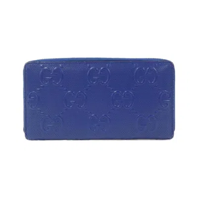 Pre-owned Gucci Blue Leather Long Wallet (bi-fold) ()