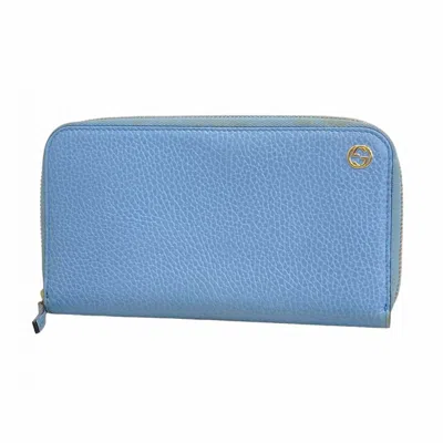Pre-owned Gucci Blue Leather Long Wallet (bi-fold) ()