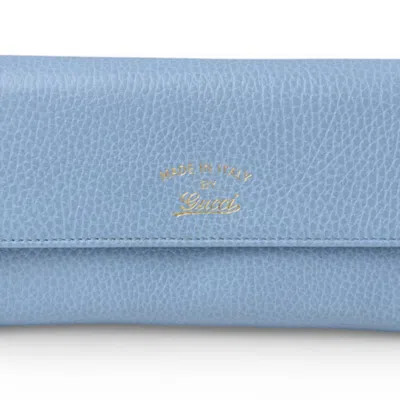 Pre-owned Gucci Blue Leather Long Wallet (bi-fold) ()