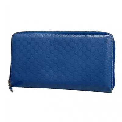 Pre-owned Gucci Blue Leather Long Wallet (bi-fold) ()