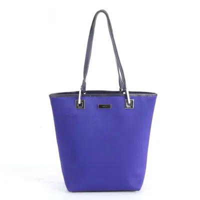 Pre-owned Gucci Blue Leather Nylon Shoulder Bag Tote Bag ()