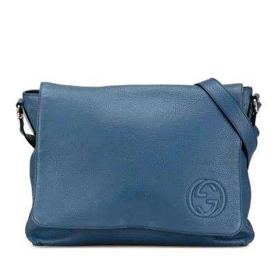 Pre-owned Gucci Blue Leather Shoulder Bag ()