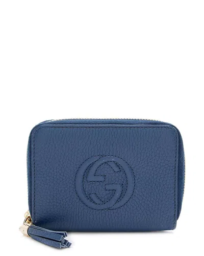 Gucci Blue Leather Soho Compact Zip Around Wallet (authentic Pre-loved)