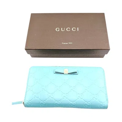 Pre-owned Gucci Blue Light Blue Leather Long Wallet (bi-fold) ()