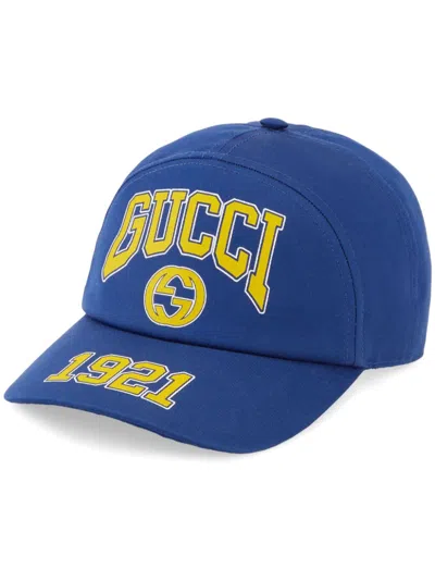 Gucci Blue Logo Adjustable Baseball Cap For Men