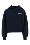 Gucci Black Hoodie With Puff Sleeves And Logo Embroidery In Blue