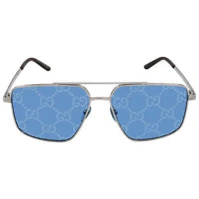 Pre-owned Gucci Blue Logo Navigator Men's Sunglasses Gg0941s 004 60 Gg0941s 004 60